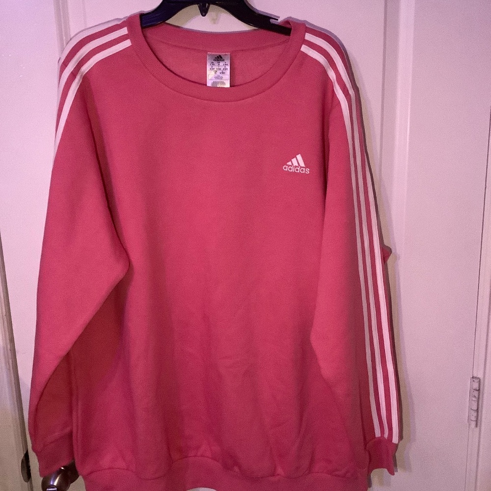 Woman’s plus size Adidas pink white stipe sweat shirt size 3X